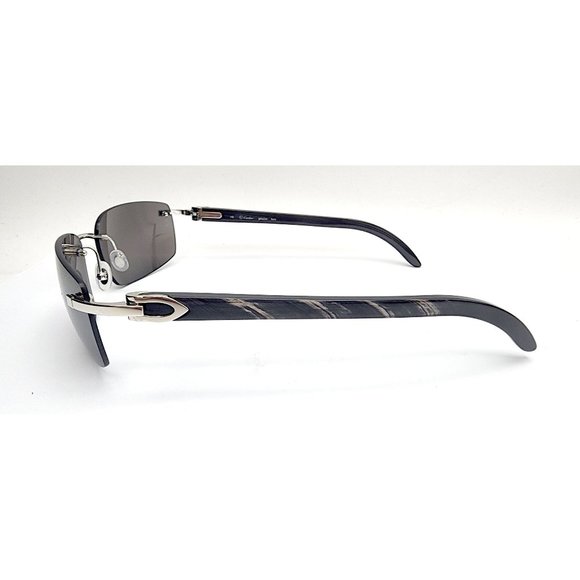 NEW! Cartier Buffalo Black/Grey-Silver Mirror Sunglasses - Picture 8 of 13